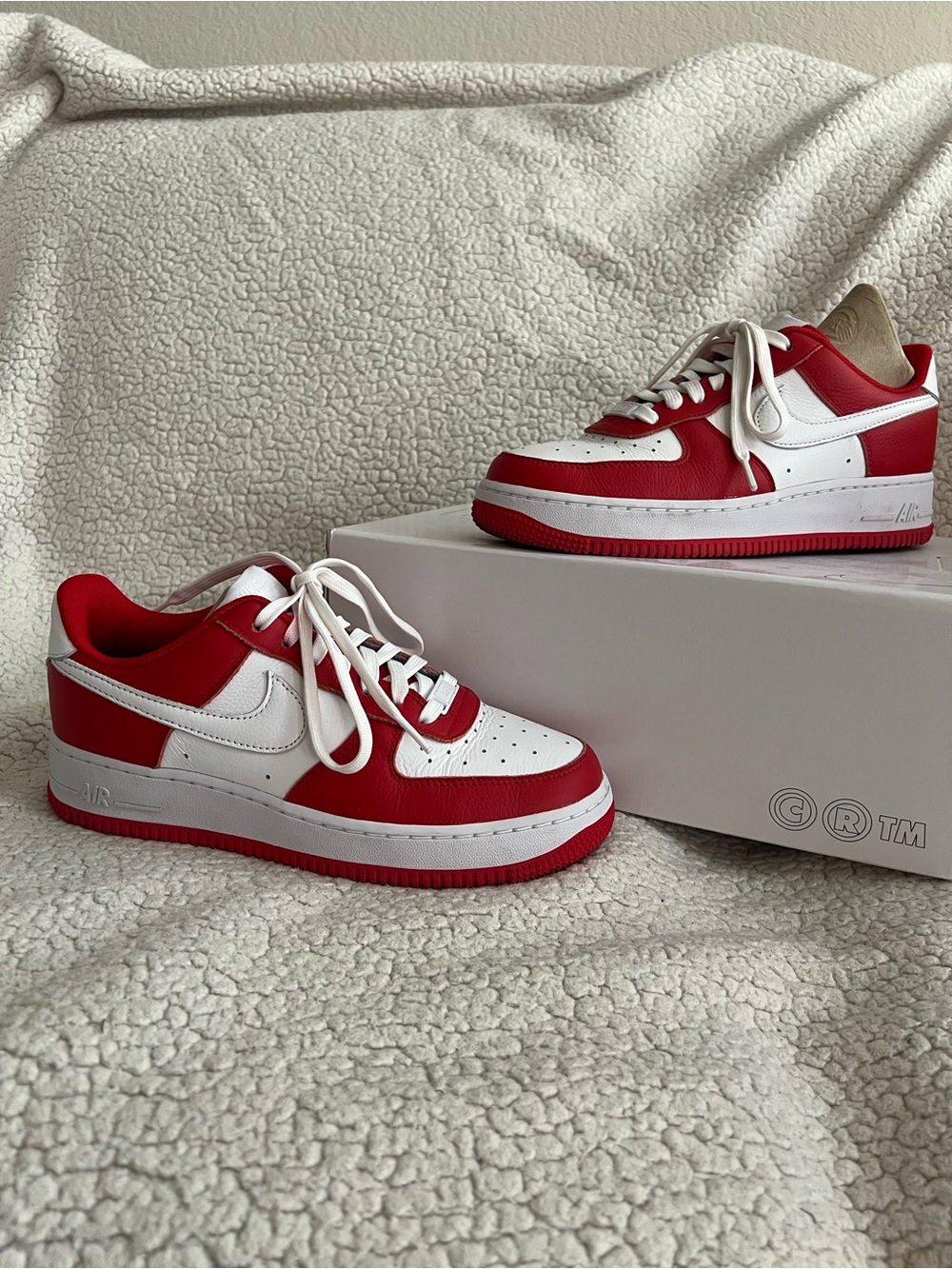 ONLY WORN ONCE! Nike By You, Women’s size 8. Red and White Low-Top Sneakers